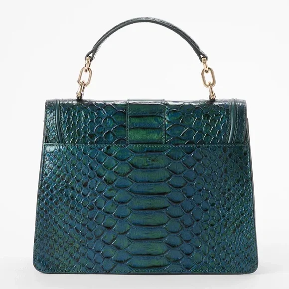 NWT-Brahmin-Small Hallie-Evergreen Kalopsia-TopHandle Satchel-SnakeEmbossed-$375 - Picture 13 of 16
